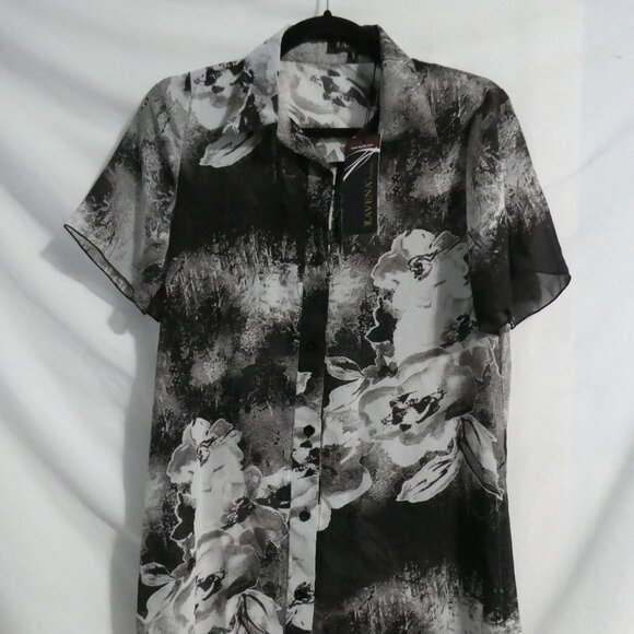 LAVENA FASHION | small | Sheer Button-Up Floral Front Long Shirt Dress | NWT - Picture 8 of 16